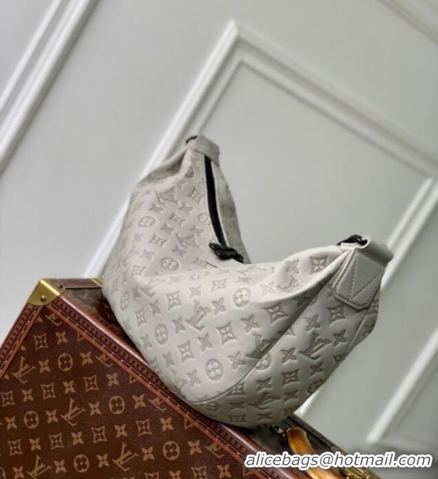 Top Grade Louis Vuitton Hobo Hamac Bag in Sand Grey Monogram Shadow Leather M24468 2025