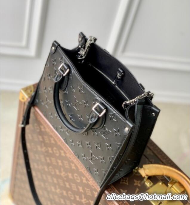 Luxury Cheap Louis Vuitton OnTheGo Tote Bag in Monogram Leather M14576 Black 2025