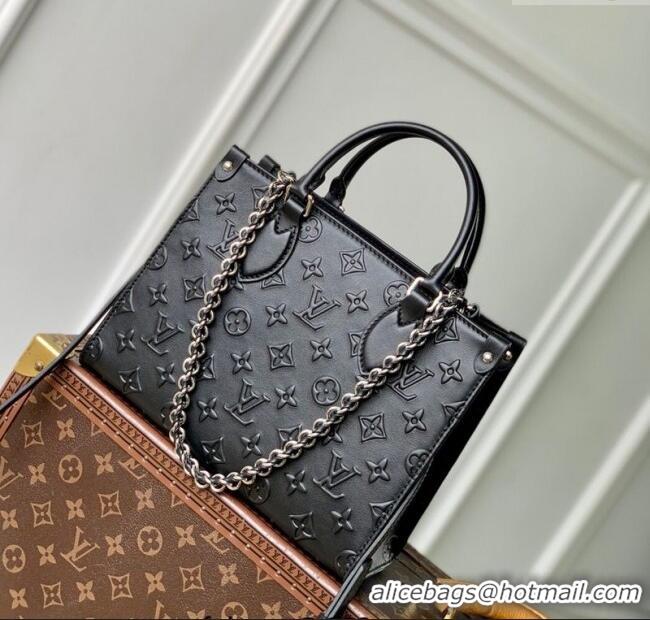 Luxury Cheap Louis Vuitton OnTheGo Tote Bag in Monogram Leather M14576 Black 2025