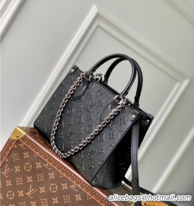 Luxury Cheap Louis Vuitton OnTheGo Tote Bag in Monogram Leather M14576 Black 2025
