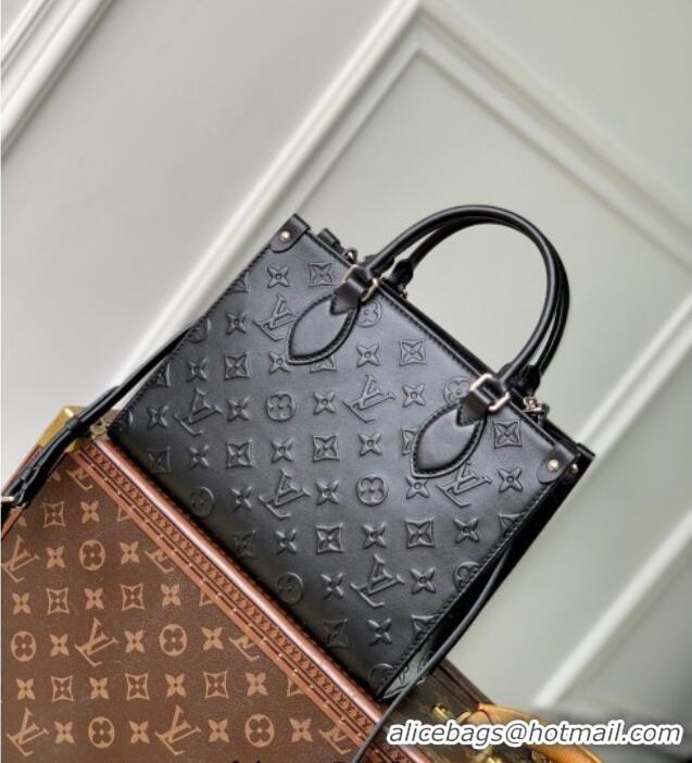 Luxury Cheap Louis Vuitton OnTheGo Tote Bag in Monogram Leather M14576 Black 2025