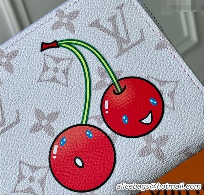 Top Grade Louis Vuitton LV x TM Zippy Wallet in Cherry Monogram Canvas M14240 White 2025
