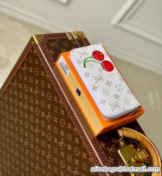 Top Grade Louis Vuitton LV x TM Zippy Wallet in Cherry Monogram Canvas M14240 White 2025