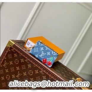 Best Price Louis Vuitton LV x TM Key Pouch in Blue Monogram Cherry Denim M14938 2025