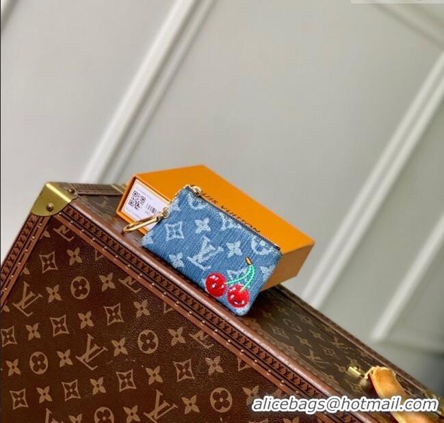 Best Price Louis Vuitton LV x TM Key Pouch in Blue Monogram Cherry Denim M14938 2025