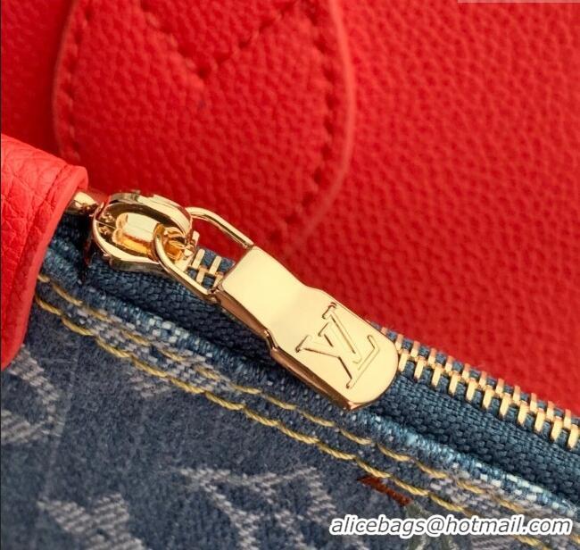 Top Quality Louis Vuitton LV x TM Neverfull Inside Out BB Tote Bag in Blue Cherry Monogram Denim M14997 2025