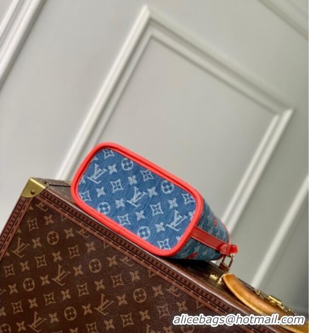 Top Quality Louis Vuitton LV x TM Neverfull Inside Out BB Tote Bag in Blue Cherry Monogram Denim M14997 2025