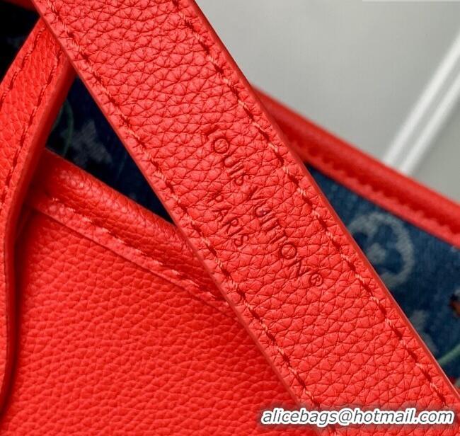 Top Quality Louis Vuitton LV x TM Neverfull Inside Out BB Tote Bag in Blue Cherry Monogram Denim M14997 2025