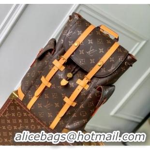 Top Grade Louis Vuitton Mens Christopher MM Backpack Bag in Monogram Canvas and Leather M14038 Apricot 2025