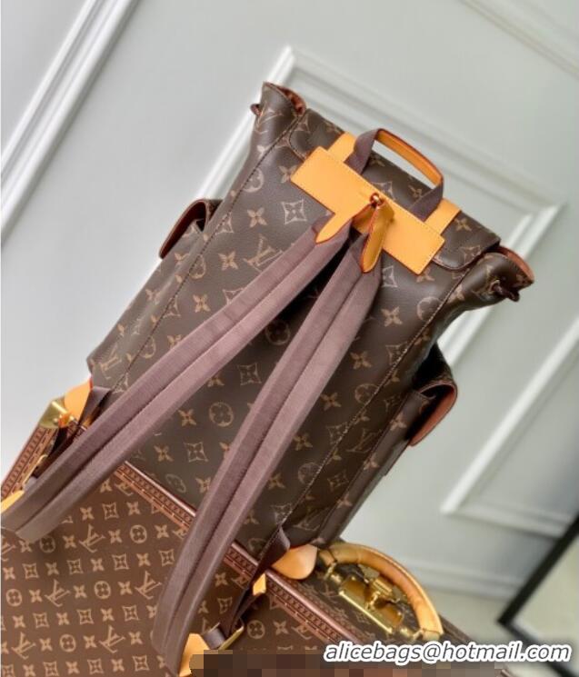 Top Grade Louis Vuitton Mens Christopher MM Backpack Bag in Monogram Canvas and Leather M14038 Apricot 2025