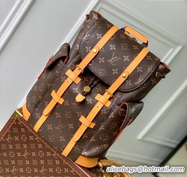 Top Grade Louis Vuitton Mens Christopher MM Backpack Bag in Monogram Canvas and Leather M14038 Apricot 2025