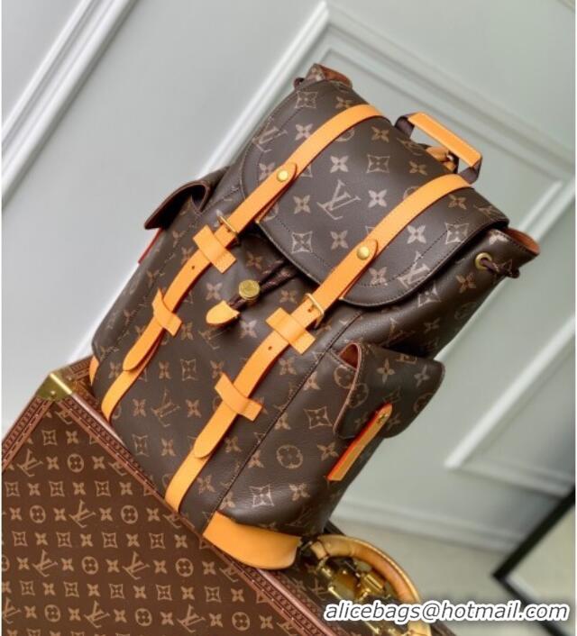 Top Grade Louis Vuitton Mens Christopher MM Backpack Bag in Monogram Canvas and Leather M14038 Apricot 2025
