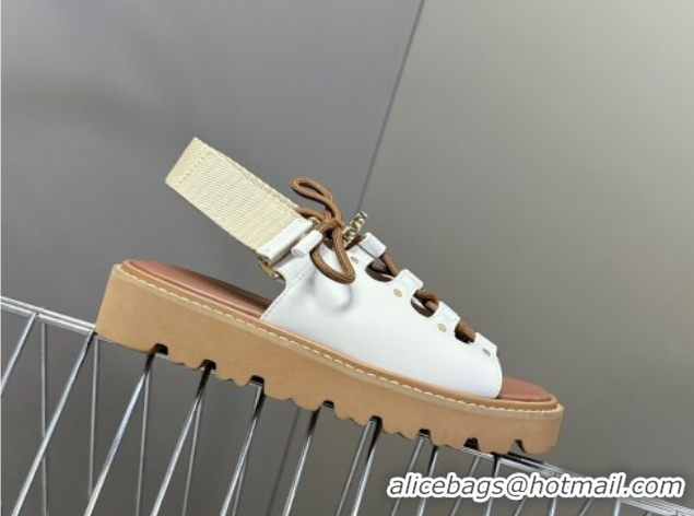 Top Grade Celine Billie Chunky Sandals in Calfskin and Textile White 0604002