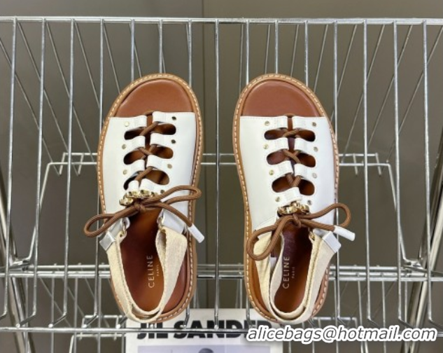 Top Grade Celine Billie Chunky Sandals in Calfskin and Textile White 0604002