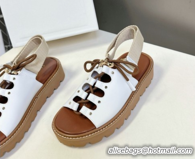 Top Grade Celine Billie Chunky Sandals in Calfskin and Textile White 0604002