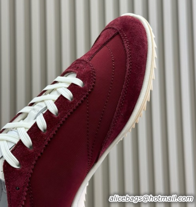 Fashion Celine Racer Low top Sneakers in Nylon and Suede Burgundy 0709082