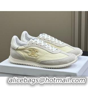 Top Design Celine Racer Low top Sneakers in Nylon and Suede Vanilla White 0709084