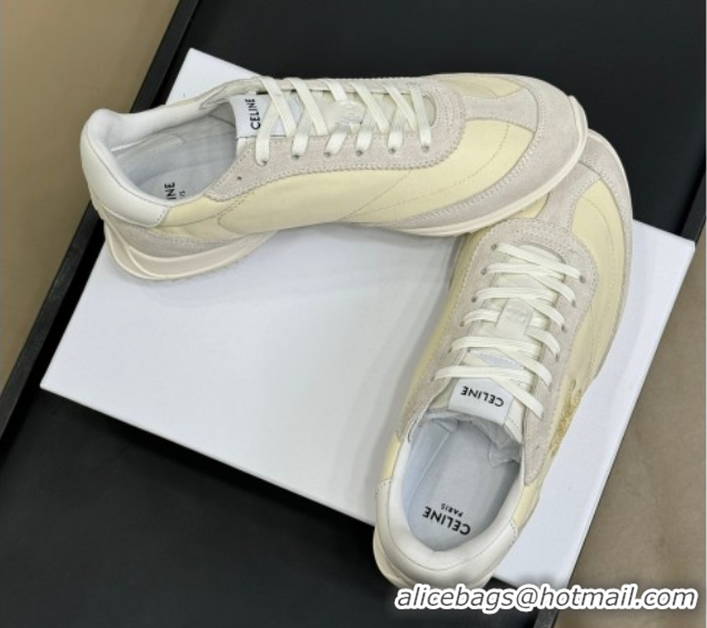 Top Design Celine Racer Low top Sneakers in Nylon and Suede Vanilla White 0709084