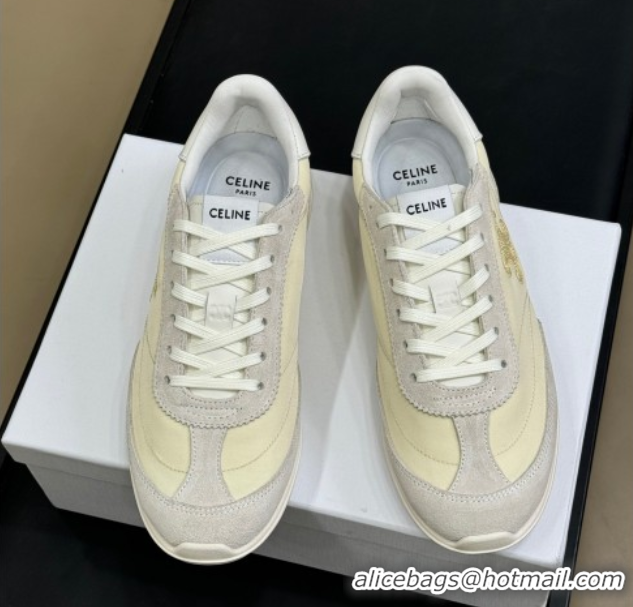 Top Design Celine Racer Low top Sneakers in Nylon and Suede Vanilla White 0709084