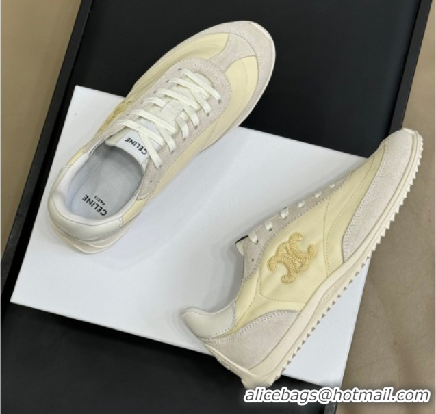 Top Design Celine Racer Low top Sneakers in Nylon and Suede Vanilla White 0709084