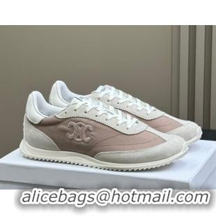 Big Discount Celine Racer Low top Sneakers in Nylon and Suede Rose Beige 0709085