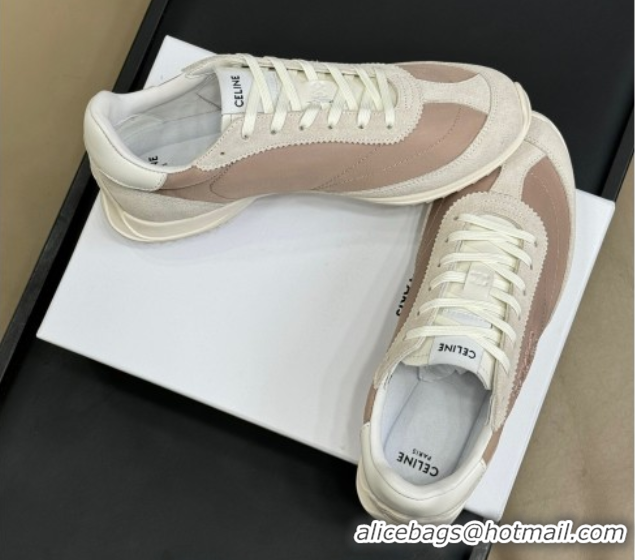 Big Discount Celine Racer Low top Sneakers in Nylon and Suede Rose Beige 0709085