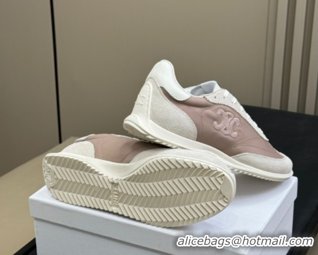 Big Discount Celine Racer Low top Sneakers in Nylon and Suede Rose Beige 0709085