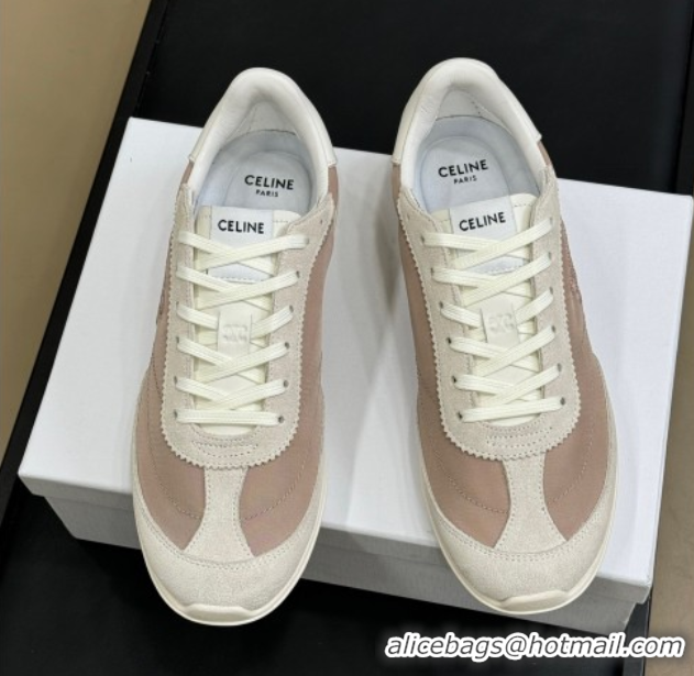 Big Discount Celine Racer Low top Sneakers in Nylon and Suede Rose Beige 0709085