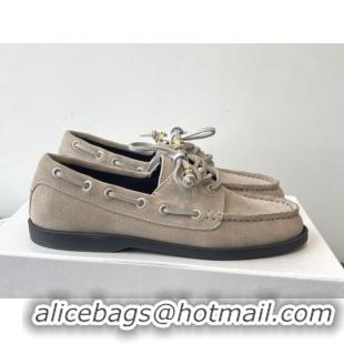 Good Product Celine Bateau Lace-up Loafers in Suede Grey 0709088