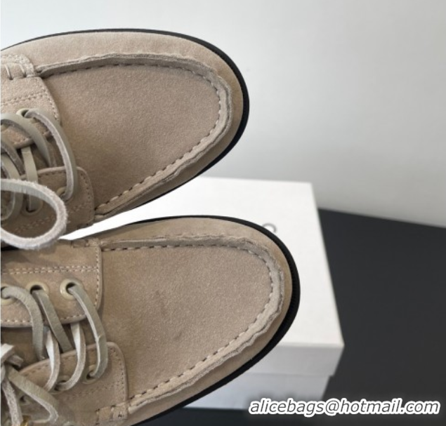 Good Product Celine Bateau Lace-up Loafers in Suede Grey 0709088