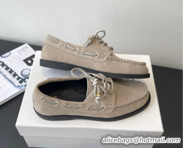 Good Product Celine Bateau Lace-up Loafers in Suede Grey 0709088