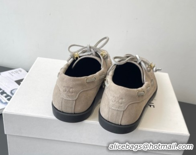 Good Product Celine Bateau Lace-up Loafers in Suede Grey 0709088