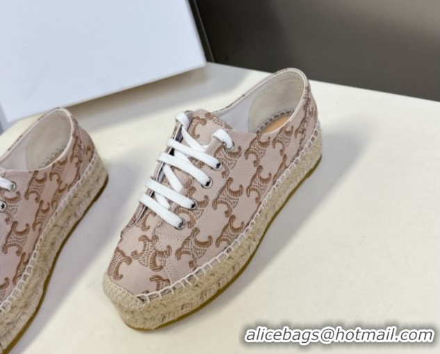 Low Cost Celine Lace-up Platform Les Espadrilles in Triomphe Canvas Pink 0709089