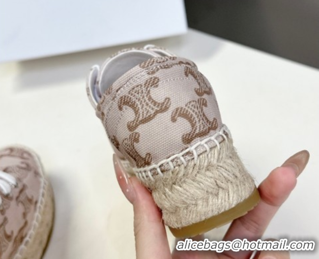 Low Cost Celine Lace-up Platform Les Espadrilles in Triomphe Canvas Pink 0709089