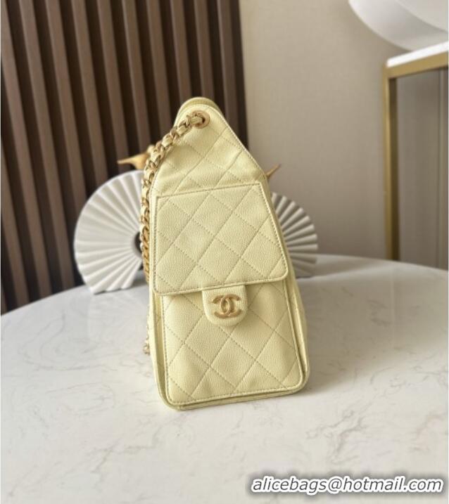 Promotional Chanel 25 Small Handbag in Grained Calfskin AS5293 Light Yellow Spring-Summer 2025