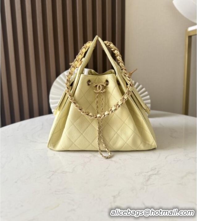 Promotional Chanel 25 Small Handbag in Grained Calfskin AS5293 Light Yellow Spring-Summer 2025
