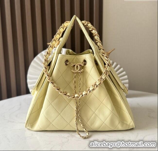 Promotional Chanel 25 Small Handbag in Grained Calfskin AS5293 Light Yellow Spring-Summer 2025