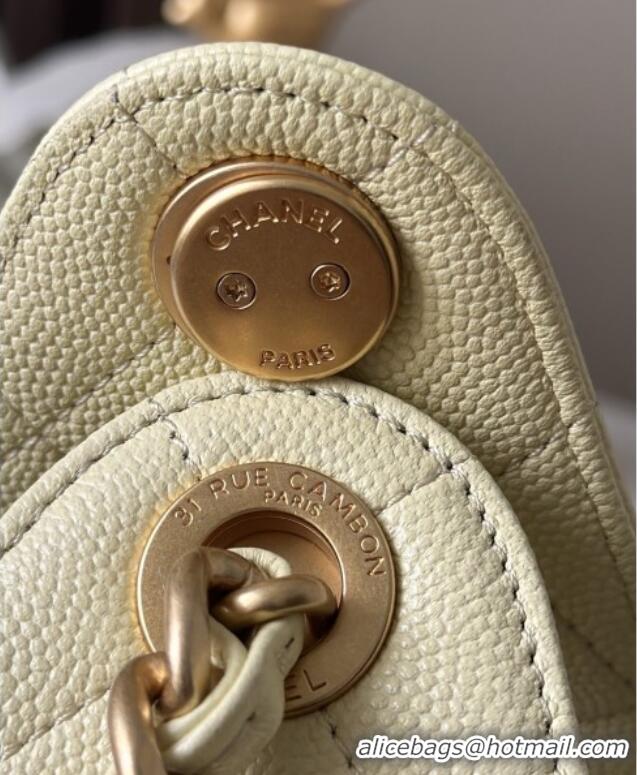 Promotional Chanel 25 Small Handbag in Grained Calfskin AS5293 Light Yellow Spring-Summer 2025