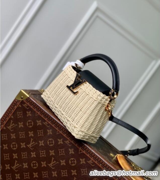Unique Grade Louis Vuitton Capucines Mini Bag in Rattan and Leather M26003 Black 2025