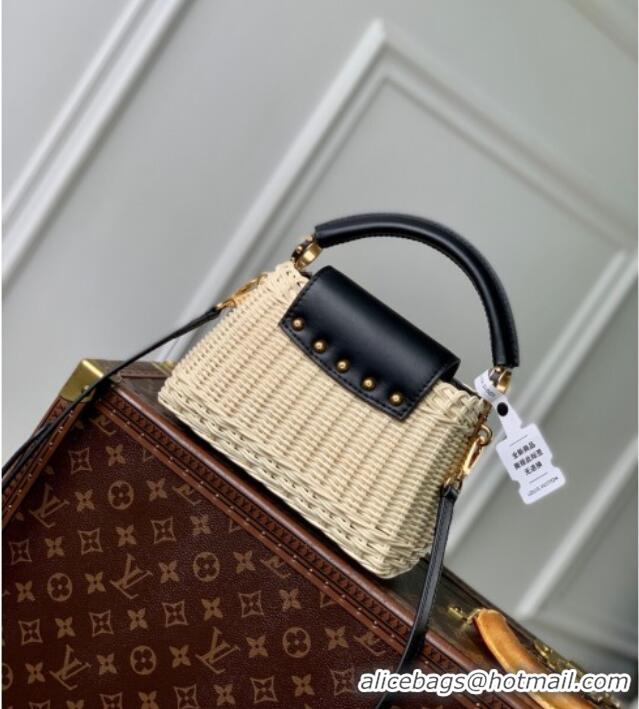 Unique Grade Louis Vuitton Capucines Mini Bag in Rattan and Leather M26003 Black 2025