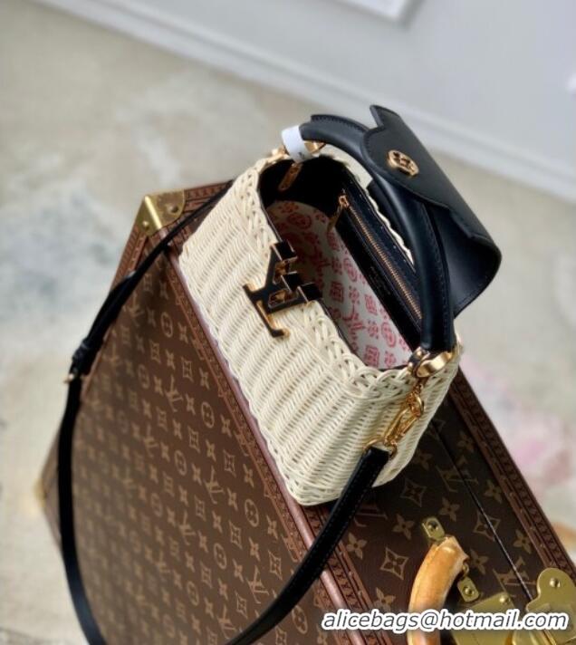 Unique Grade Louis Vuitton Capucines Mini Bag in Rattan and Leather M26003 Black 2025