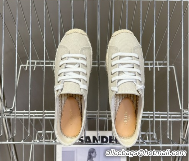 Buy Discount Celine Lace-up Platform Les Espadrilles in Cotton Canvas Grey 0709093