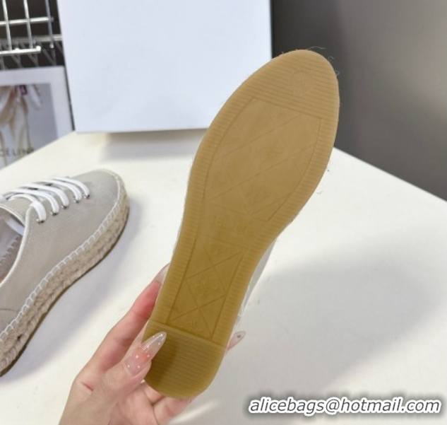 Buy Discount Celine Lace-up Platform Les Espadrilles in Cotton Canvas Grey 0709093