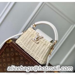 Reasonable Price Louis Vuitton Capucines Mini Bag in Rattan and Leather M26004 White 2025