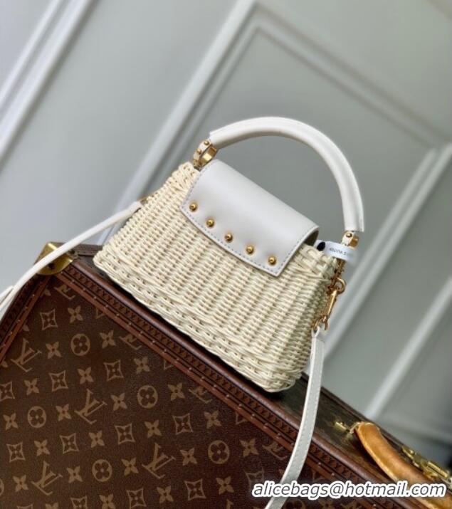 Reasonable Price Louis Vuitton Capucines Mini Bag in Rattan and Leather M26004 White 2025