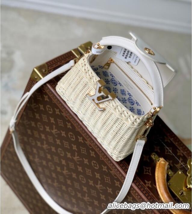 Reasonable Price Louis Vuitton Capucines Mini Bag in Rattan and Leather M26004 White 2025