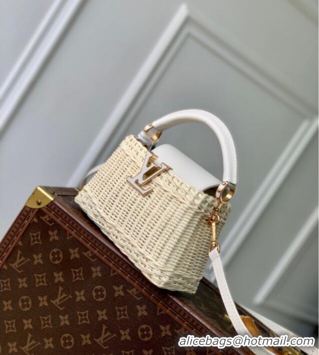 Reasonable Price Louis Vuitton Capucines Mini Bag in Rattan and Leather M26004 White 2025