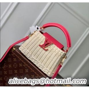 Luxury Cheap Louis Vuitton Capucines Mini Bag in Rattan and Leather M26005 Red 2025