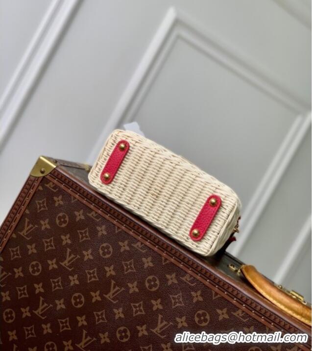 Luxury Cheap Louis Vuitton Capucines Mini Bag in Rattan and Leather M26005 Red 2025