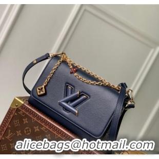 Top Design Louis Vuitton Twist MM Slim bag in Leather M14342 Navy Blue 2025